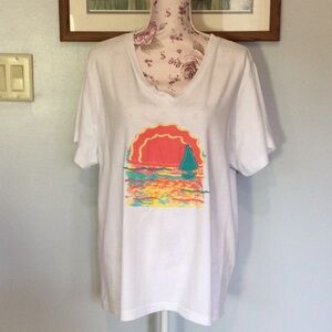 Sun Bay White & Coral T-Shirt